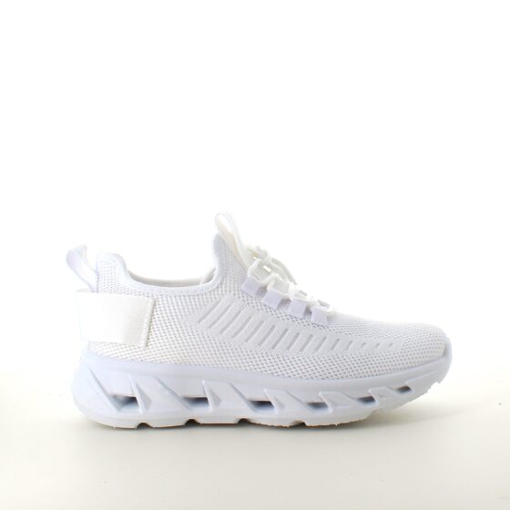 Hvite slip-on sko med strikket overdel