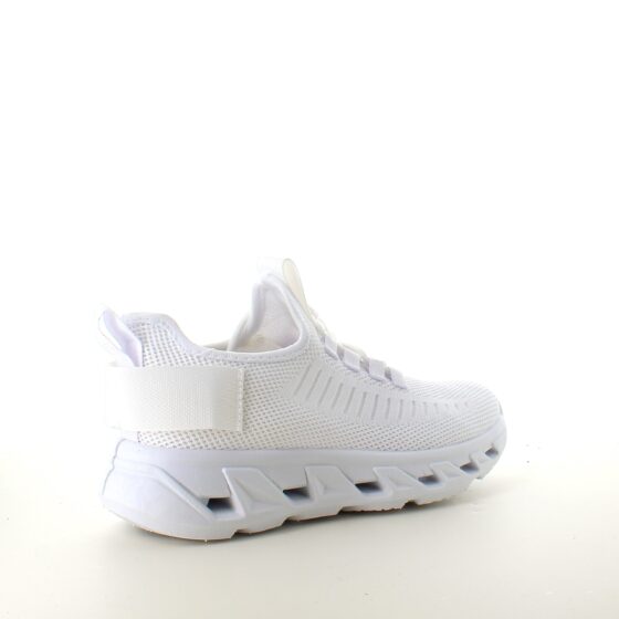 Hvite slip-on sko med strikket overdel