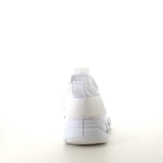Hvite slip-on sko med strikket overdel