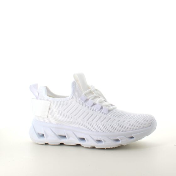 Hvite slip-on sko med strikket overdel