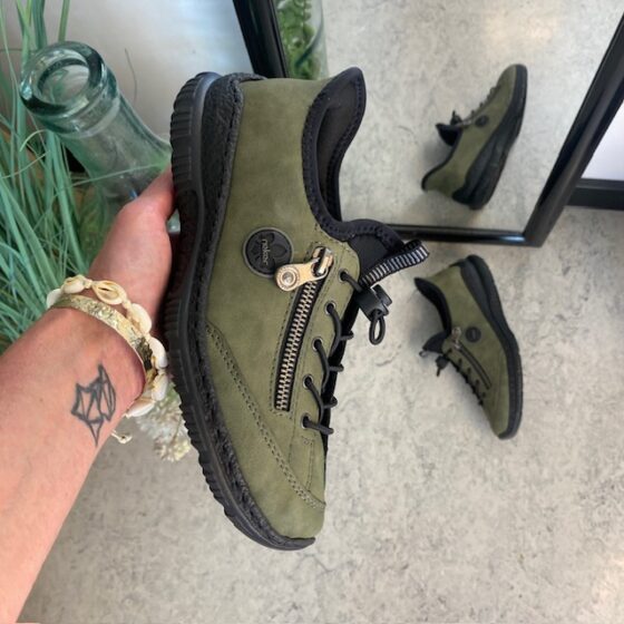 Olivengrønn Rieker slip-on joggesko
