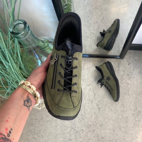 Olivengrønn Rieker slip-on joggesko