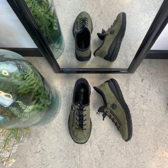 Olivengrønn Rieker slip-on joggesko