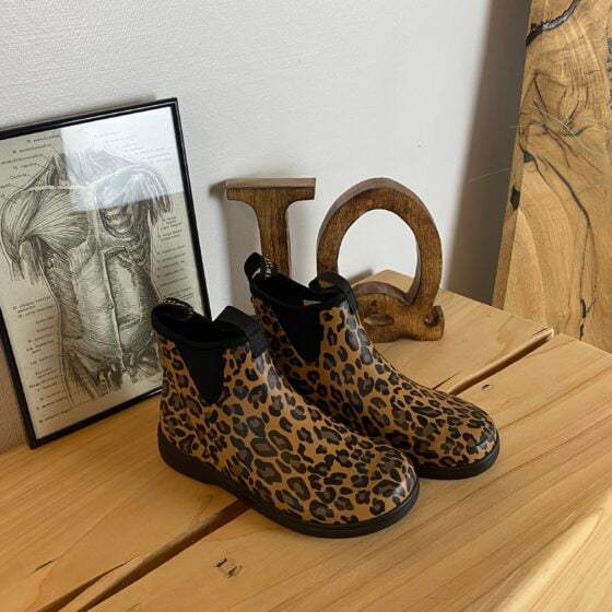 Green Comfort gummistøvel i leopardmønster med svangstøtte