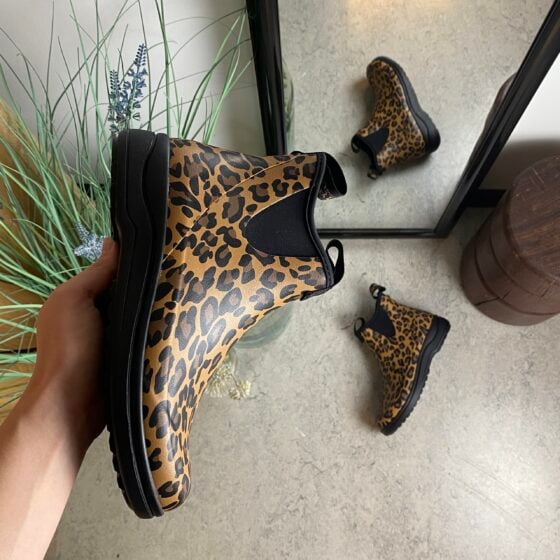 Green Comfort gummistøvel i leopardmønster med svangstøtte