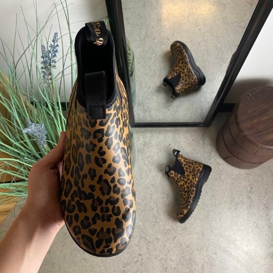 Green Comfort gummistøvel i leopardmønster med svangstøtte