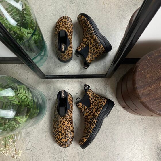 Green Comfort gummistøvel i leopardmønster med svangstøtte