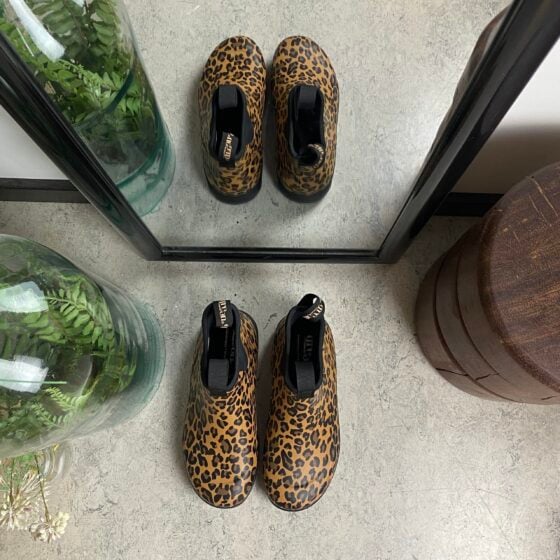 Green Comfort gummistøvel i leopardmønster med svangstøtte