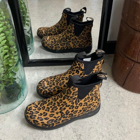 Green Comfort gummistøvel i leopardmønster med svangstøtte