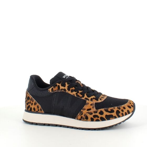 Smarte Woden-sneakers i sort miks med leopardmønster.